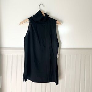 ⭐️ NEW French Connection Black Sleeveless Turtleneck Blouse L Zip Back